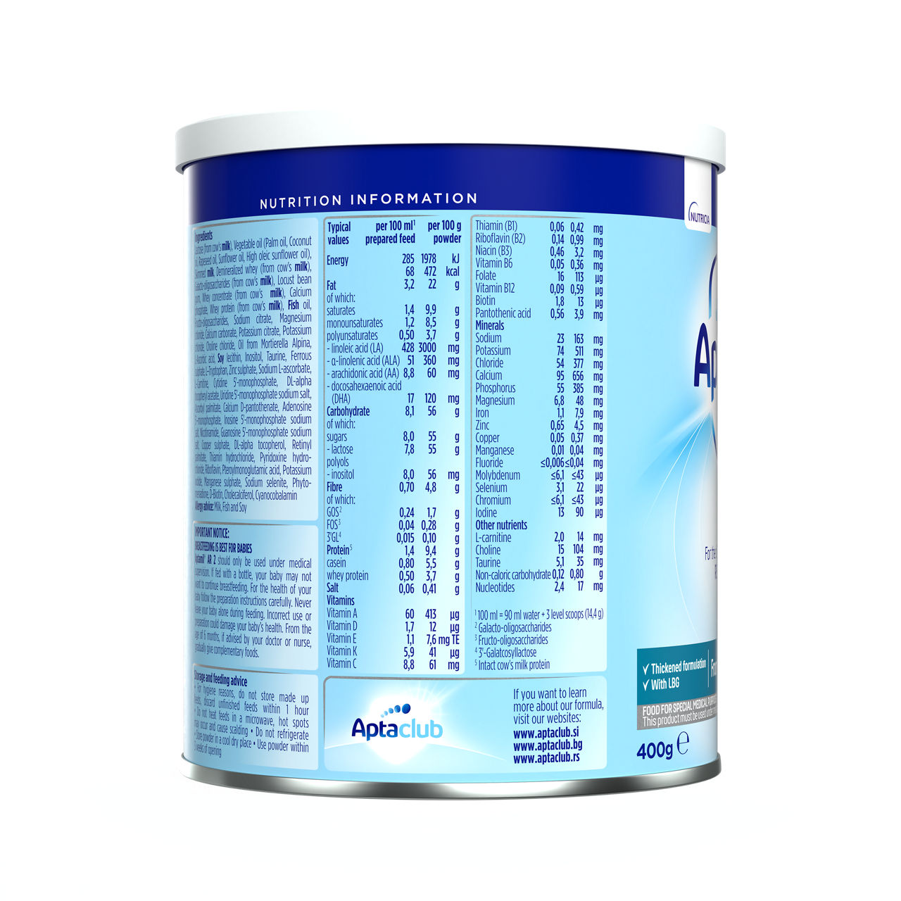 Aptamil® AR 2 400 g - desna strana pakovanja