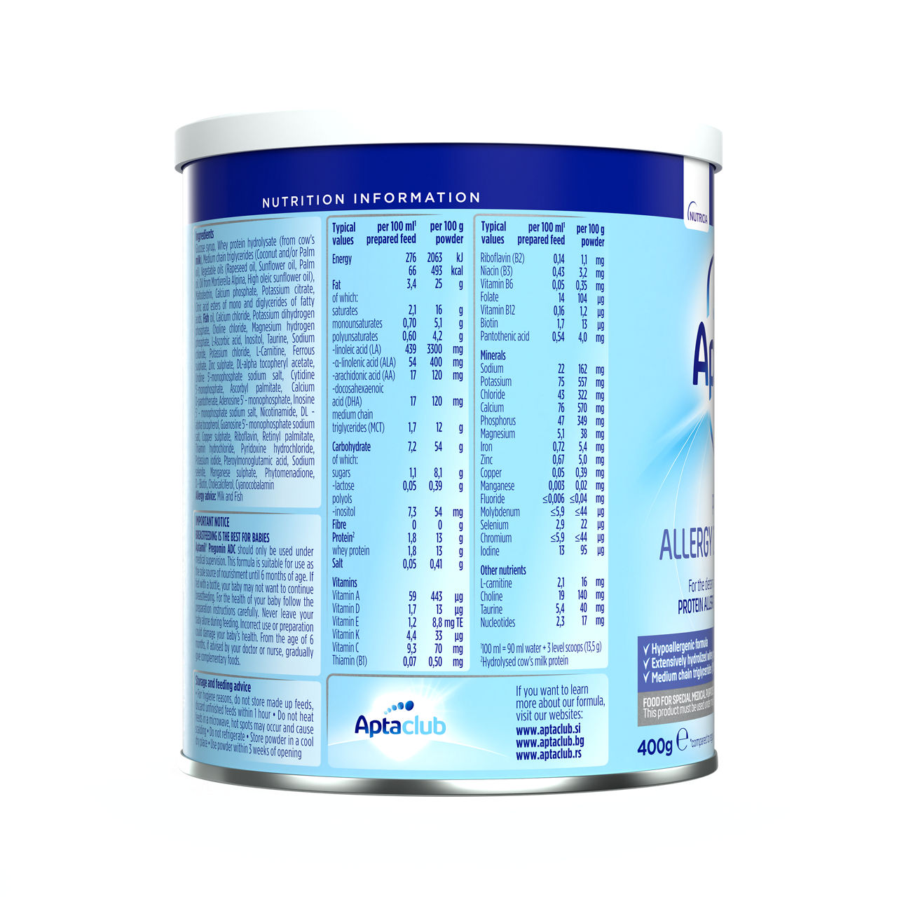 Aptamil® Allergy Digestive Care 400 g - desna strana pakovanja