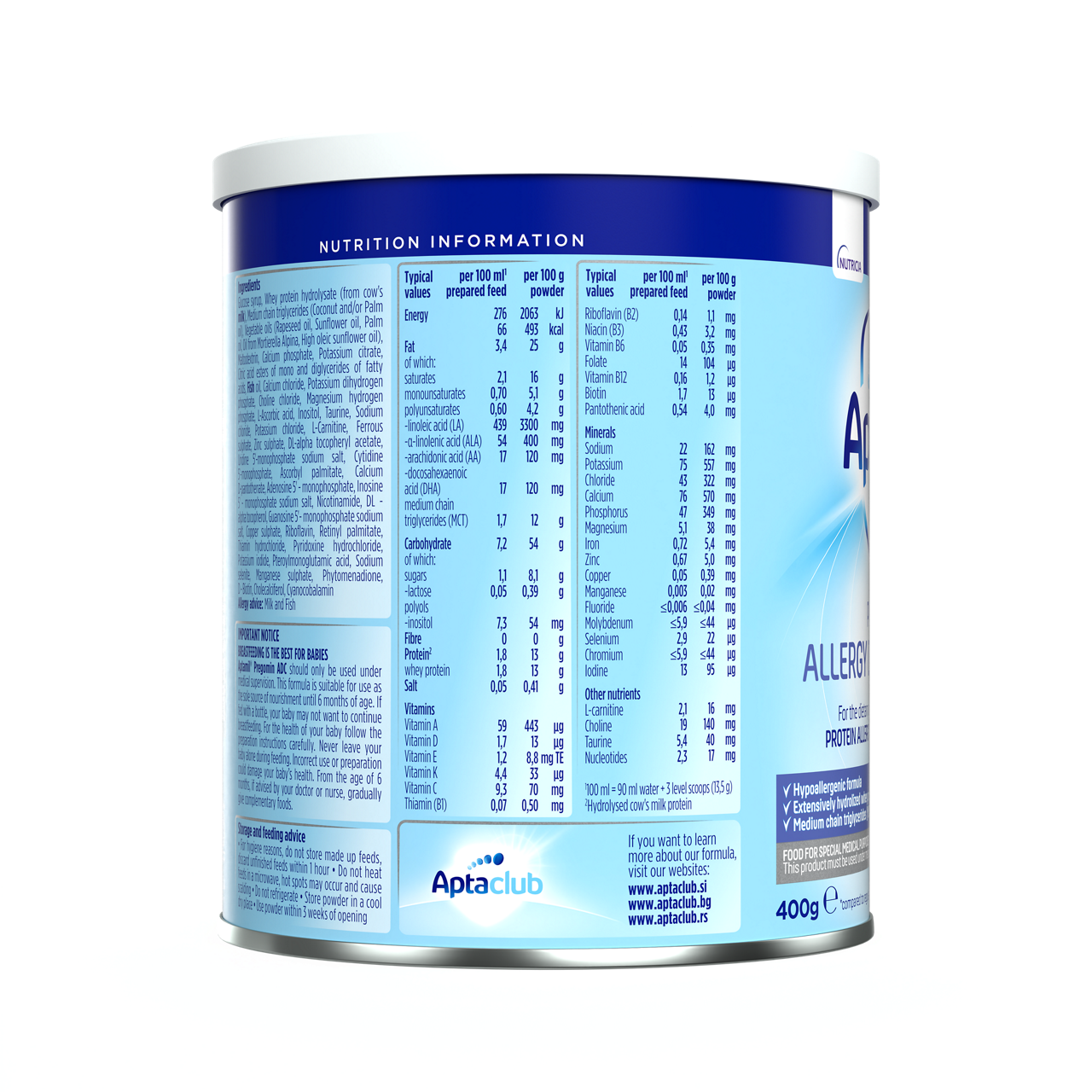 Aptamil® Allergy Digestive Care 400 g - desna strana pakovanja