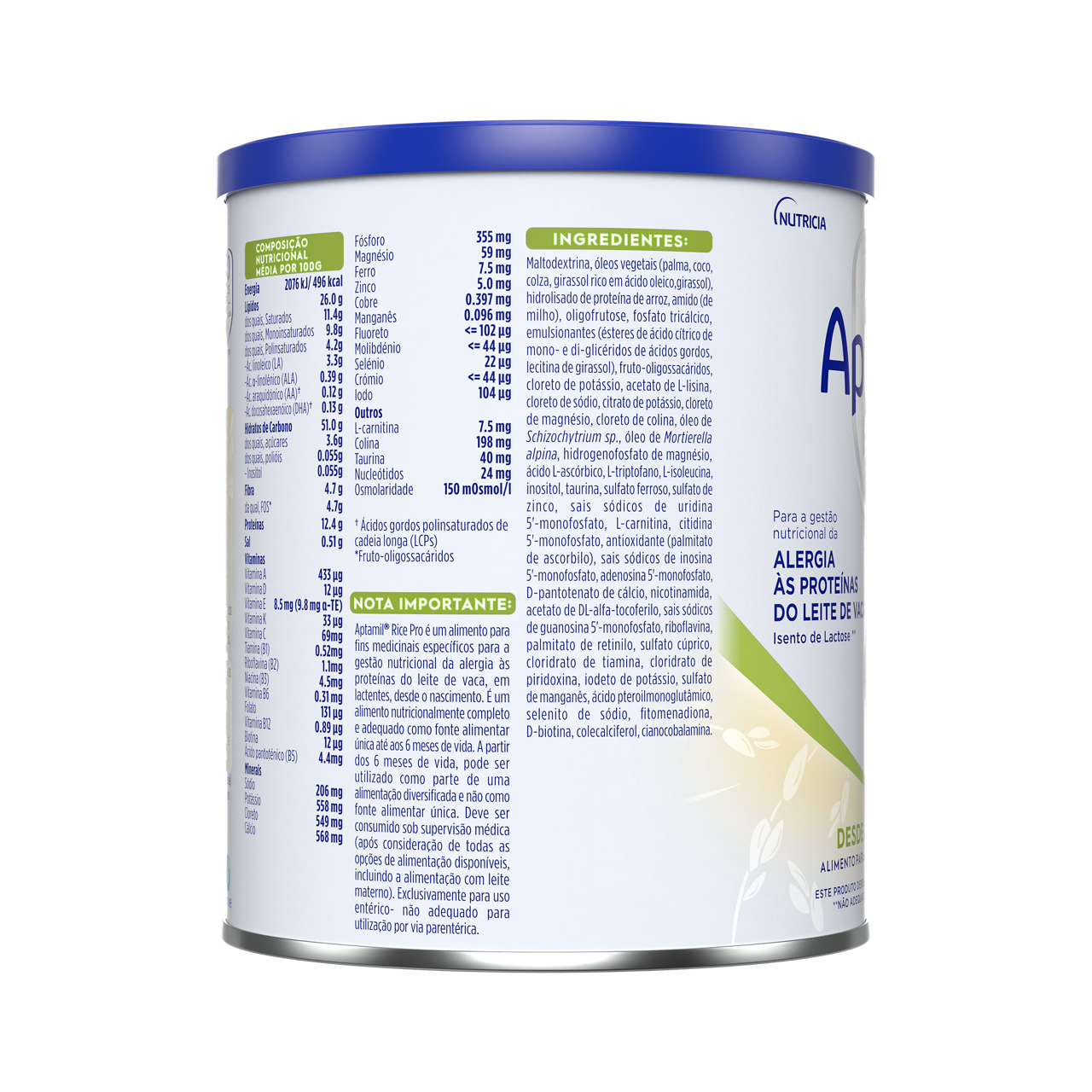 Aptamil® Rice Pro od rođenja nadalje 400 g - desna strana pakovanja