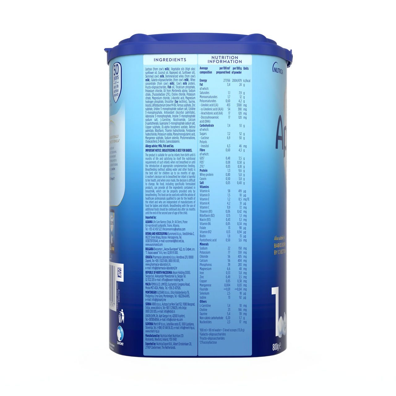 Aptamil® 1 CESAR BIOTIK Početno mleko za odojčad 800 g - desna strana pakovanja