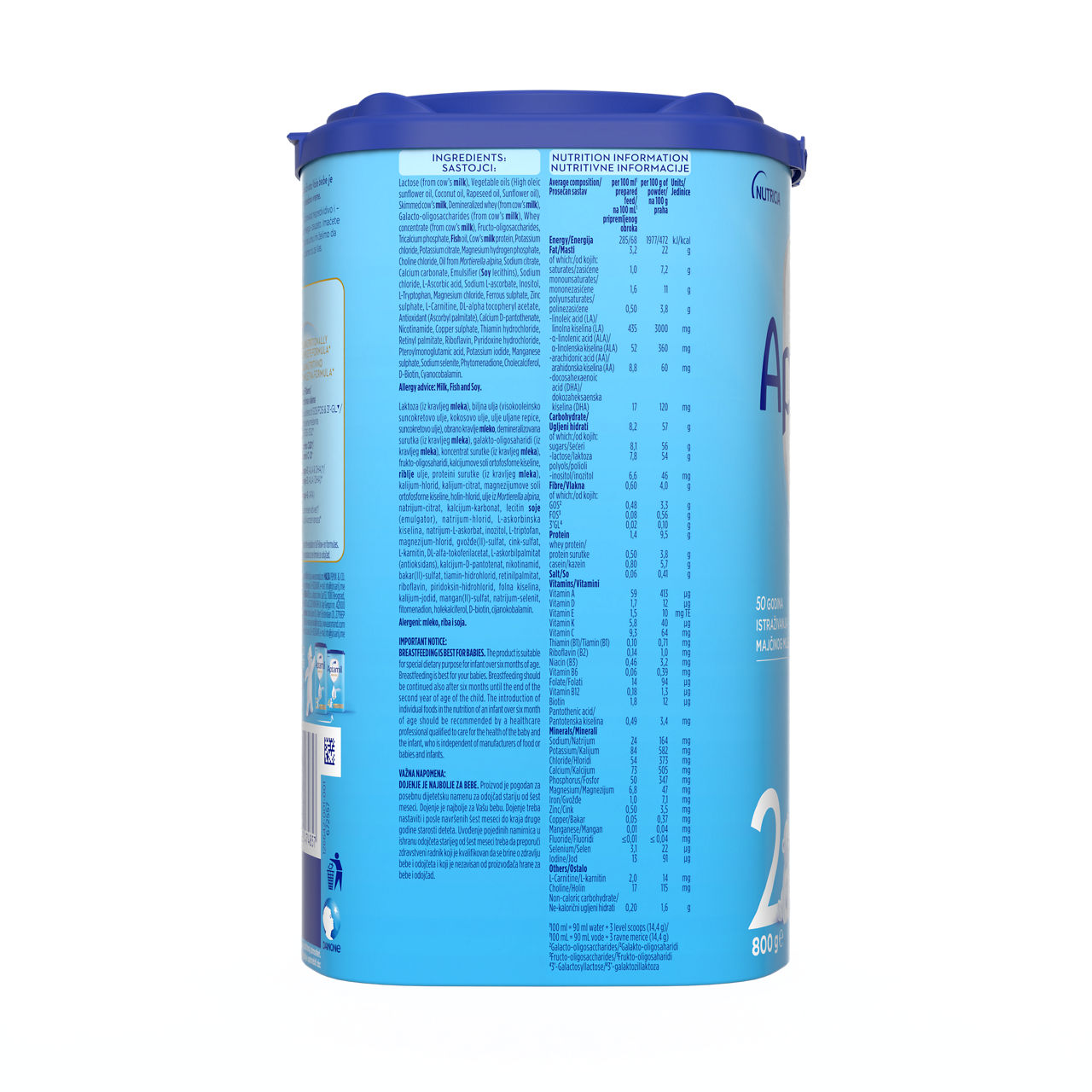 Aptamil® 2 PRONUTRA® Prelazno mleko za odojčad 800 g - desna strana pakovanja