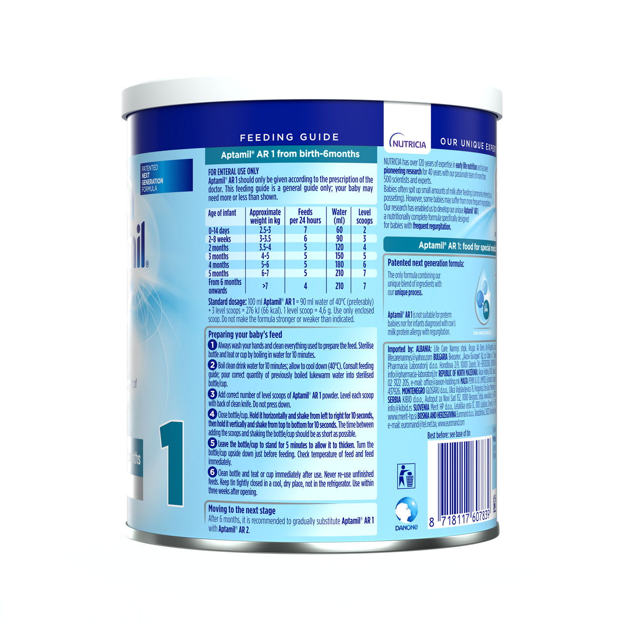 Aptamil® AR 1 400 g  - desna strana pakovanja