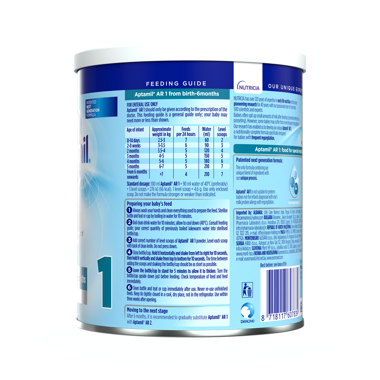 Aptamil® AR 1 400 g  - desna strana pakovanja