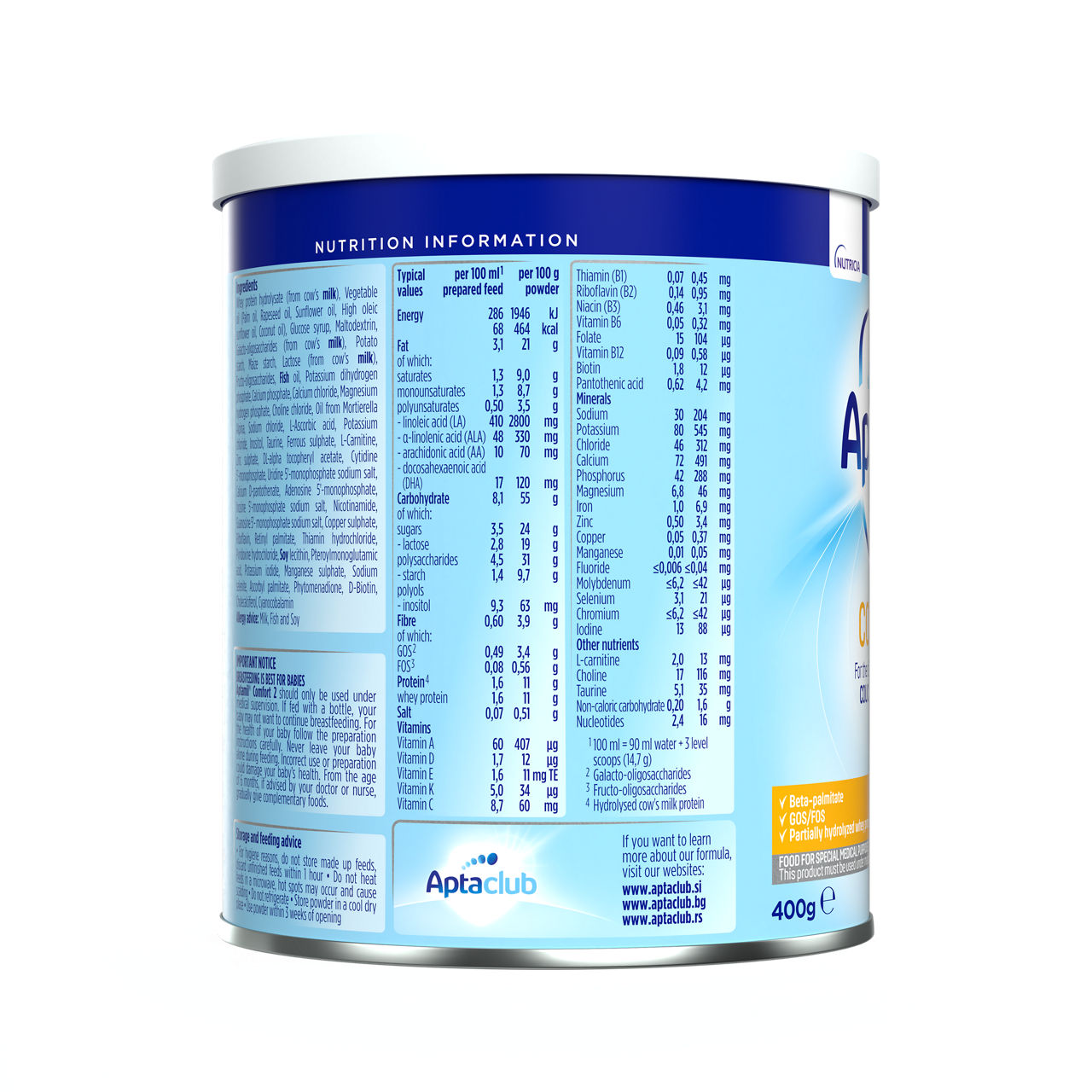 Aptamil® Comfort 2 400 g - desna strana pakovanja