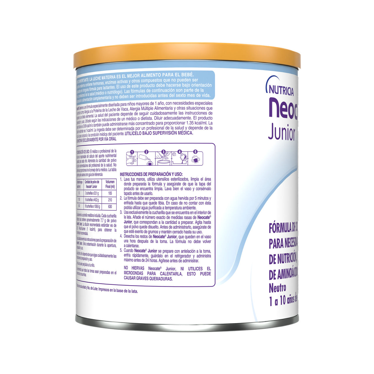 Neocate Junior 400 g - costado derecho