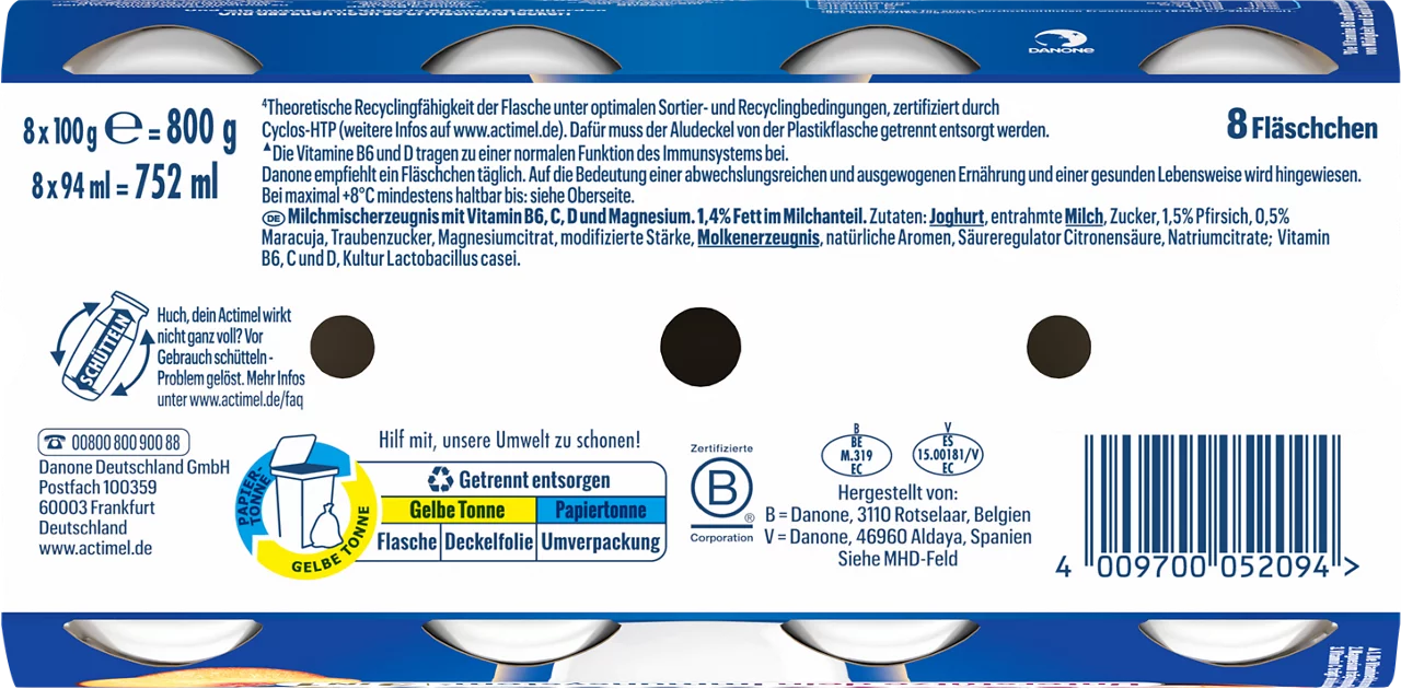 Actimel+ 3in1 Pfirsich Maracuja