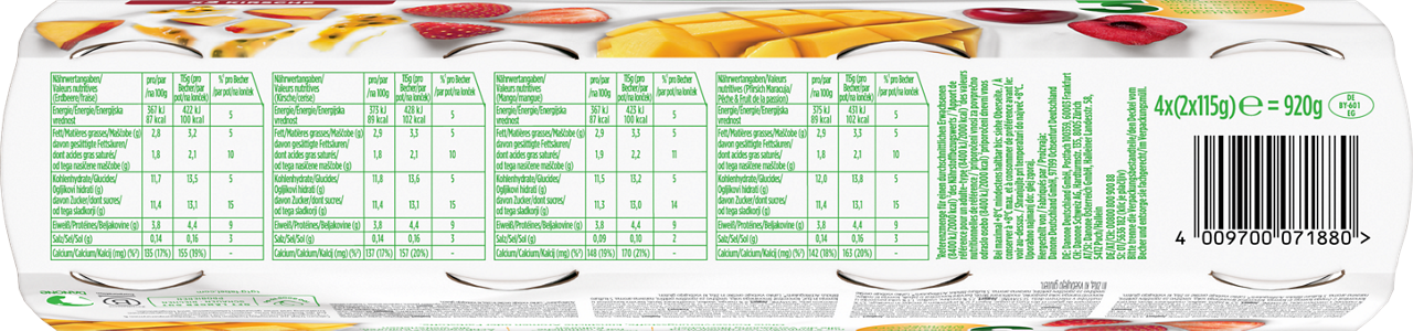 Activia Leonardo Fruitmix XXL (Peach-Passion, Strawberry, Mango, Cherry)