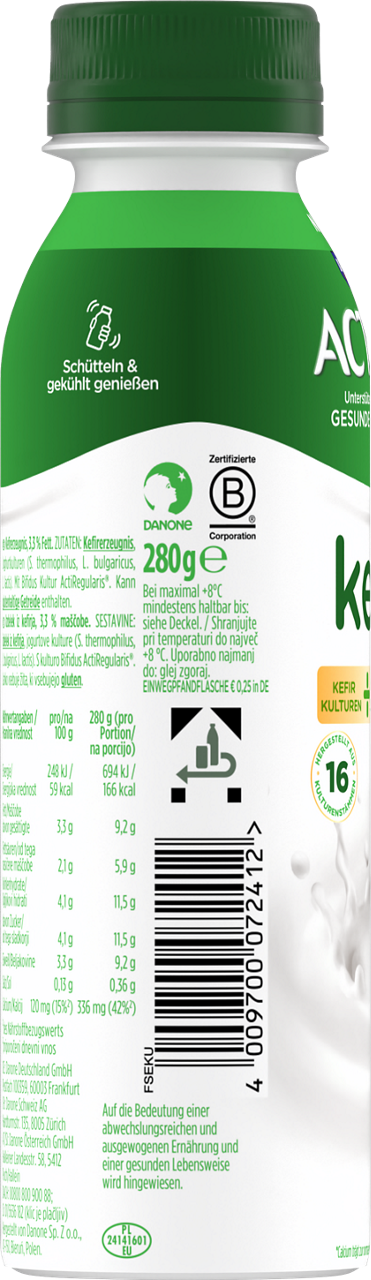 Activia Kefir Mild Drink Plain