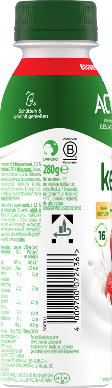 Activia Kefir Mild Drink Strawberry