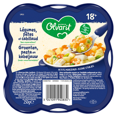 Olvarit Légumes, pâtes et cabillaud