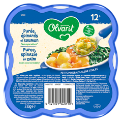 Olvarit Purée, épinards et saumon