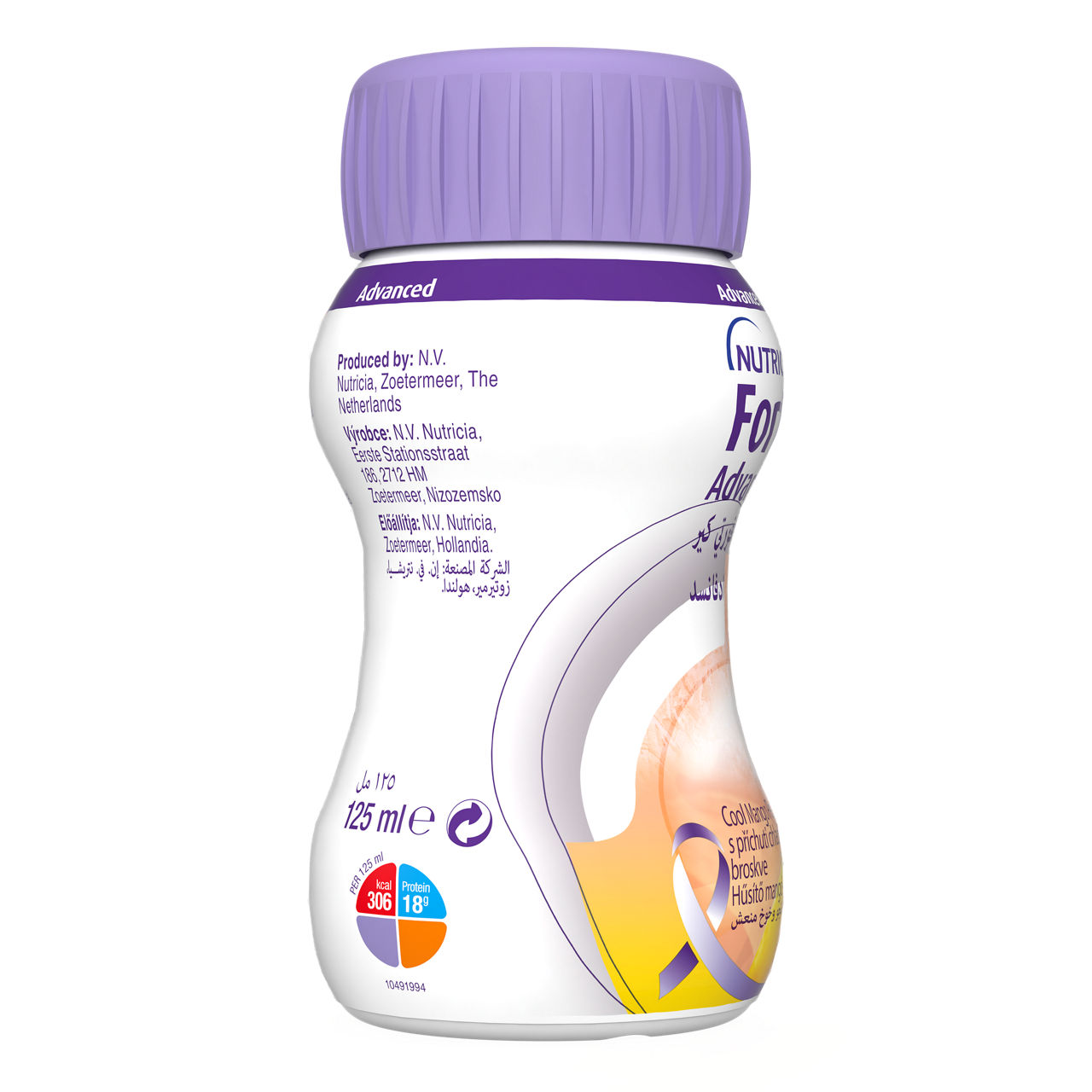 Forticare® Advanced Cool Mango Peach 4x125 ml - desna strana pakovanja