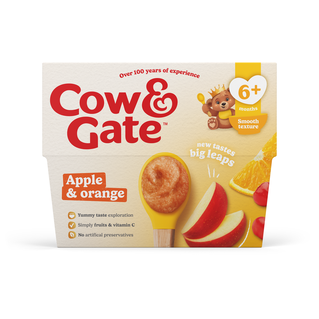 Cow & Gate Apple Orange Acerola from 6 Months 4 x 100g (400g)