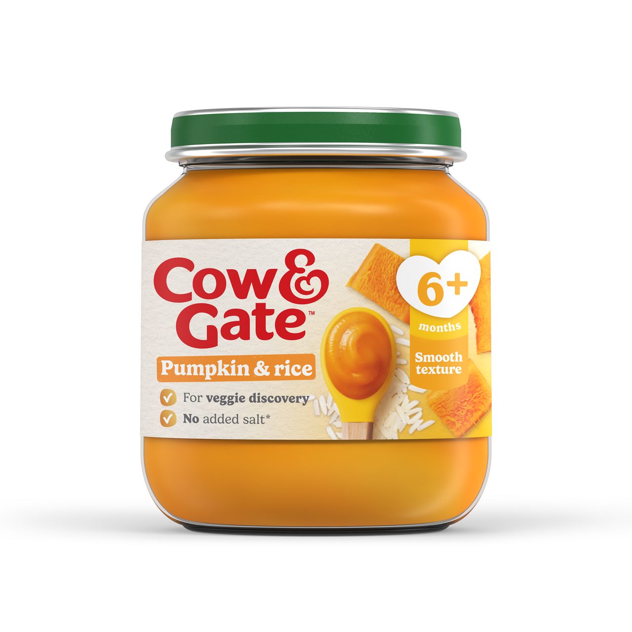 Cow & Gate Pumpkin Rice Baby Food Snack Jar, 6+ Months, 125g