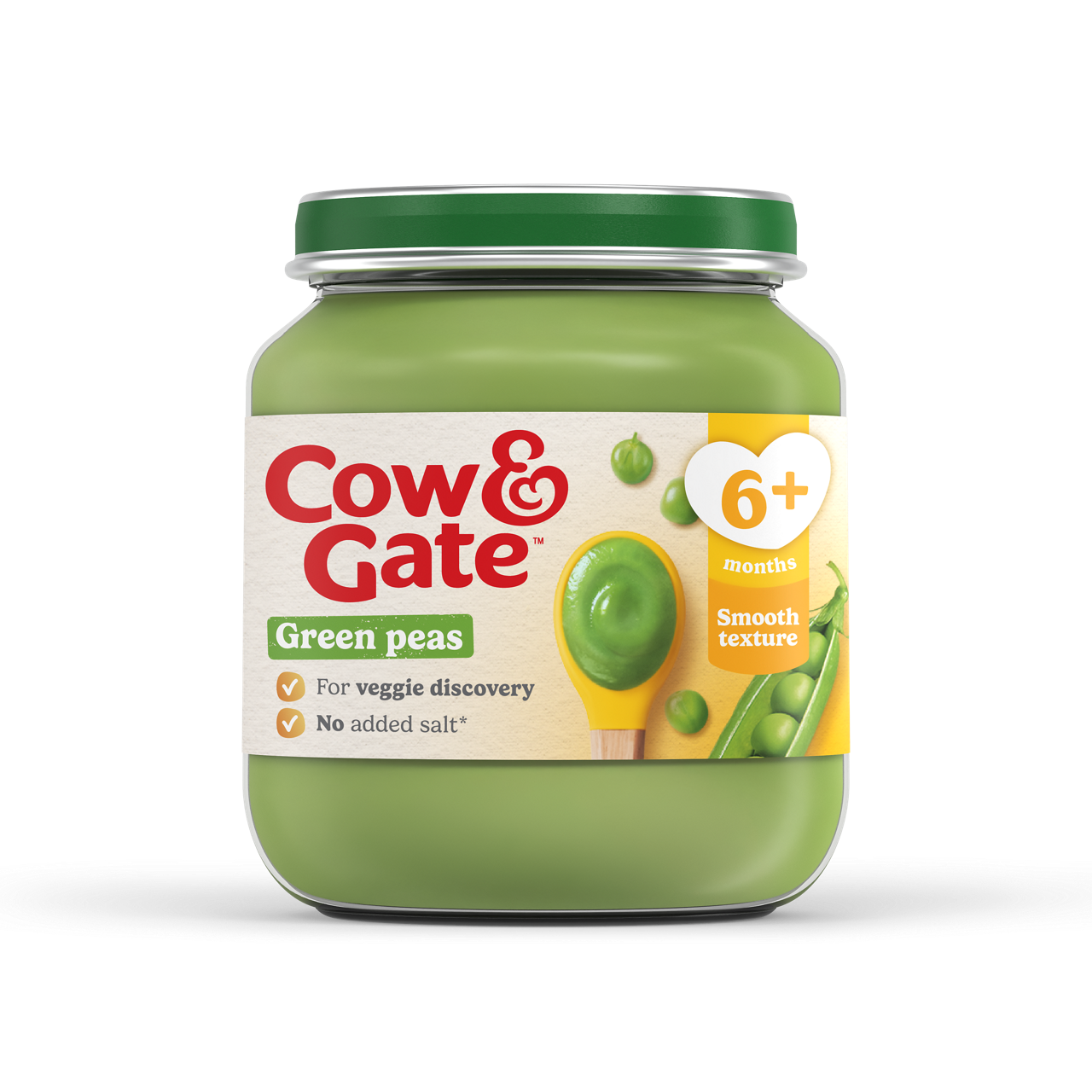 Cow & Gate Peas Baby Food Snack Jar, 6+ Months, 125g
