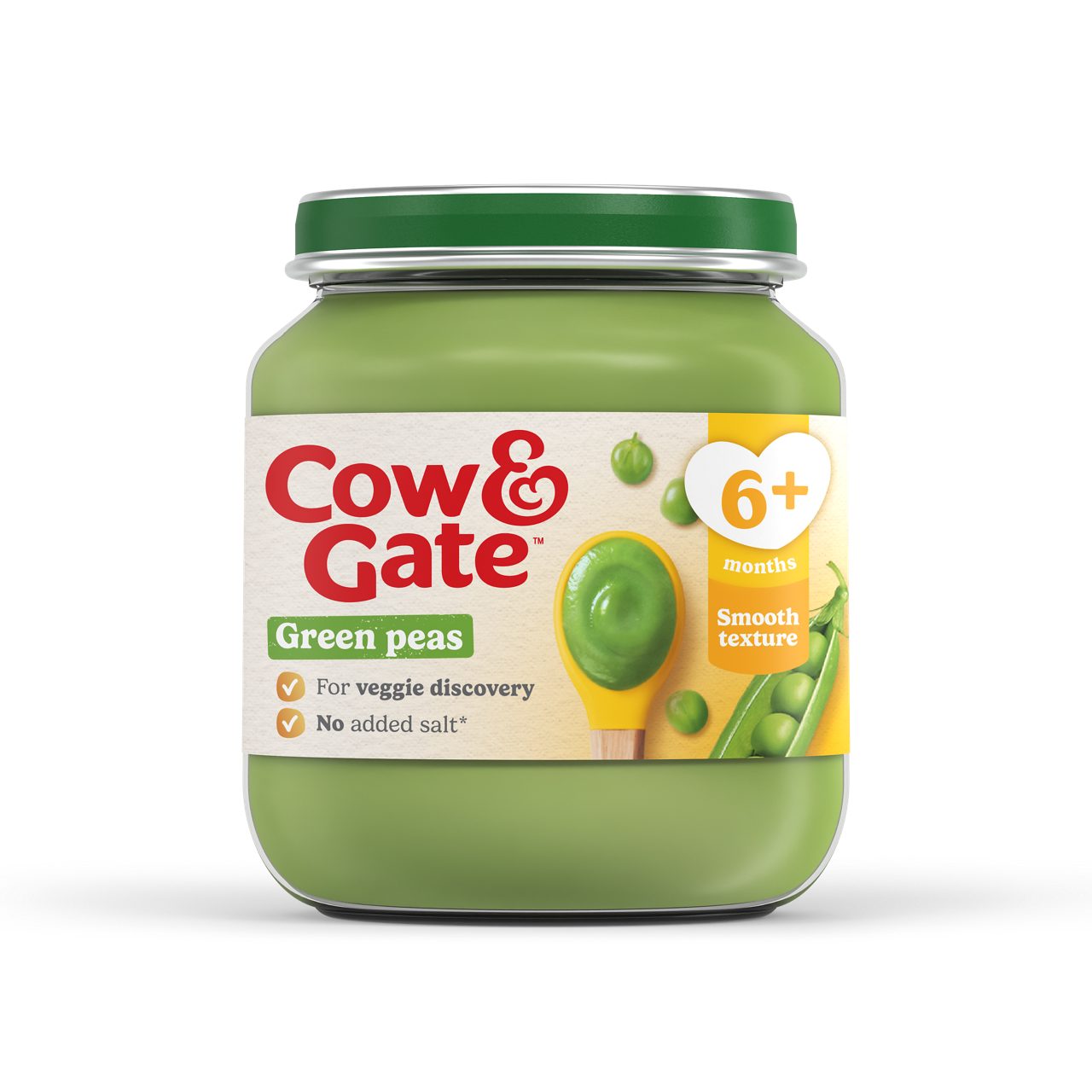Cow & Gate Peas Baby Food Snack Jar, 6+ Months, 125g
