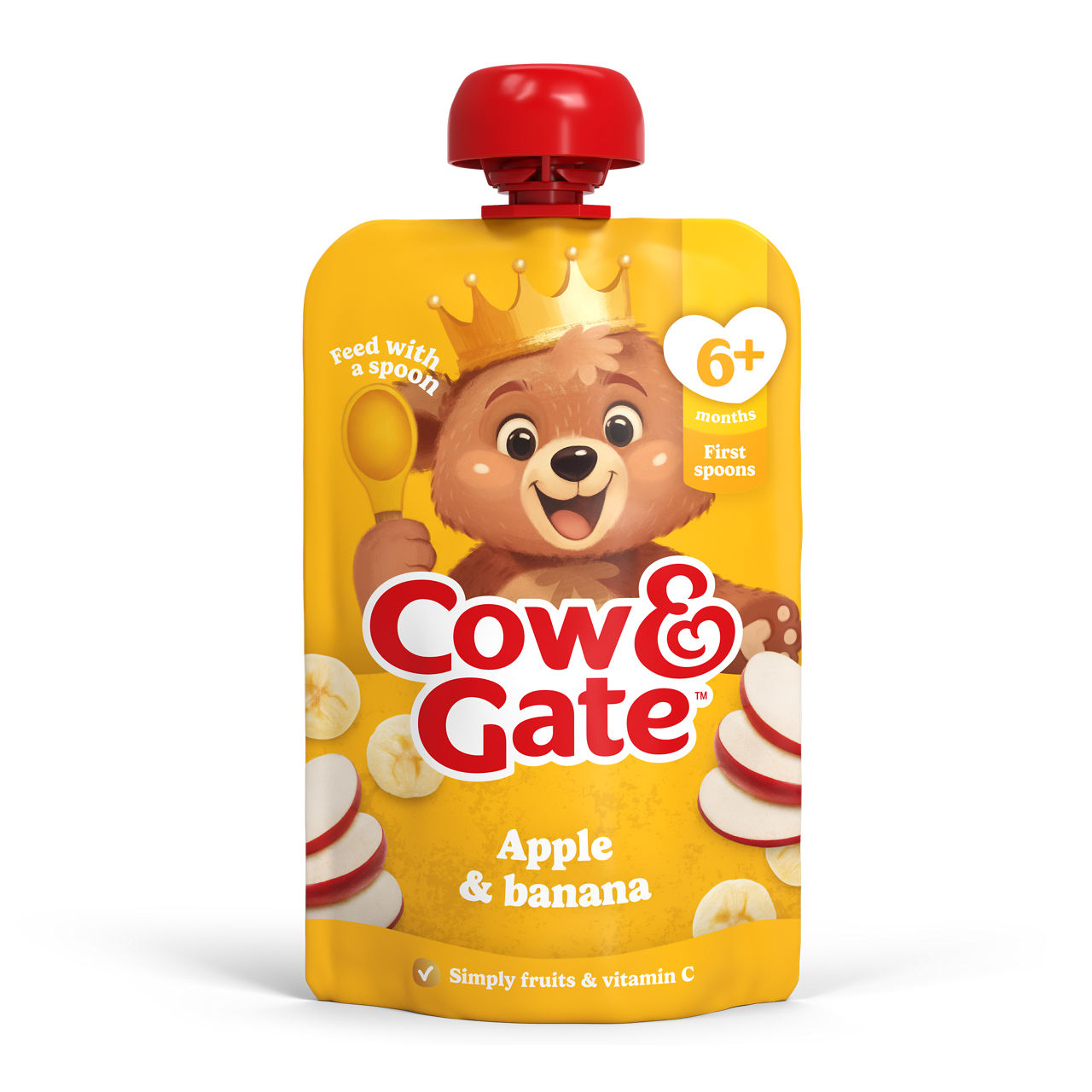 Cow & Gate Fruit Pouch Apple & Banana Baby Food Snack, 6+ Months, 100g
