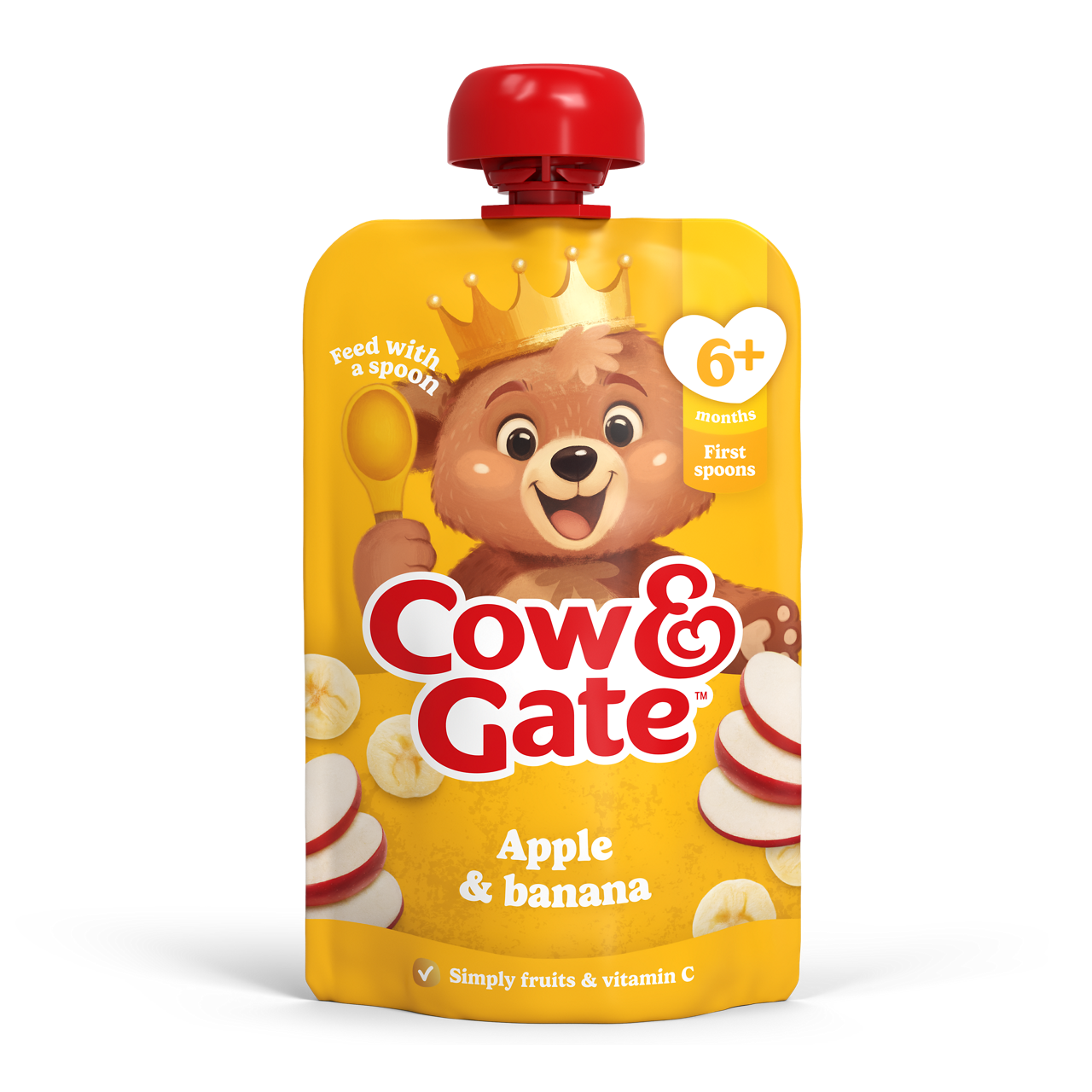 Cow & Gate Fruit Pouch Apple & Banana Baby Food Snack, 6+ Months, 100g