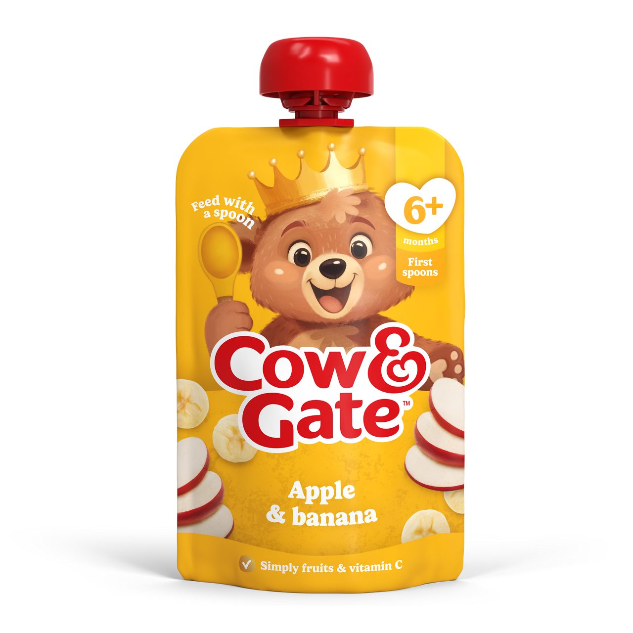 Cow & Gate Fruit Pouch Apple & Banana Baby Food Snack, 6+ Months, 100g