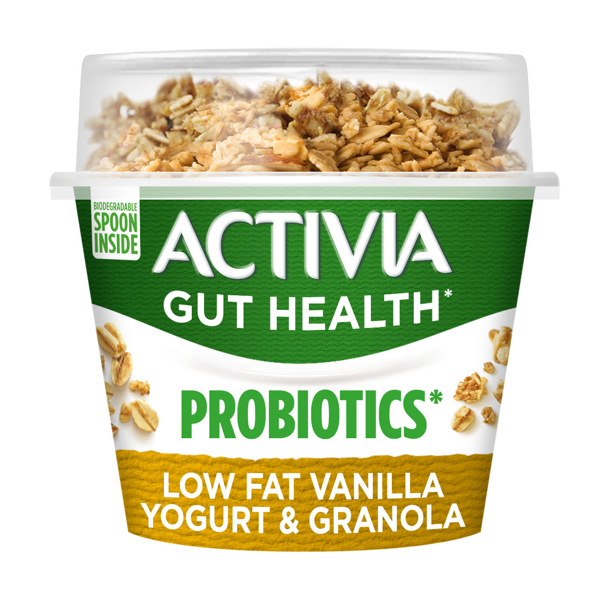 Activia Probiotics Low Fat Vanilla Yogurt & Granola Secondary Packshot