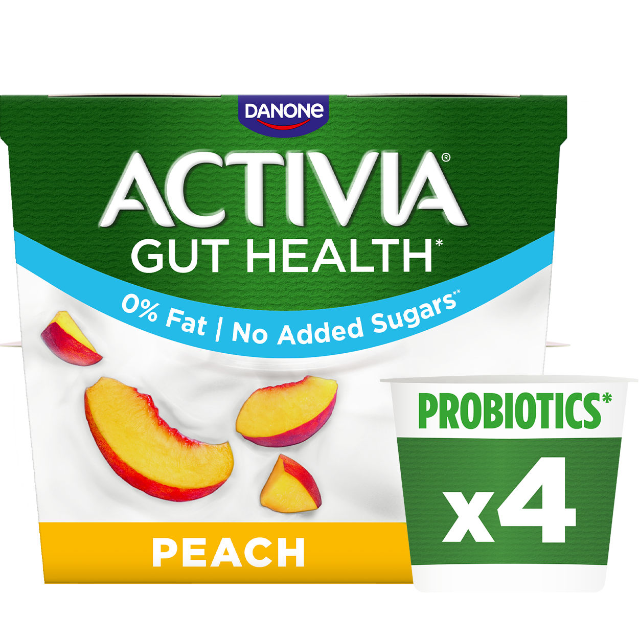 Activia 0% Fat Peach Secondary Packshot