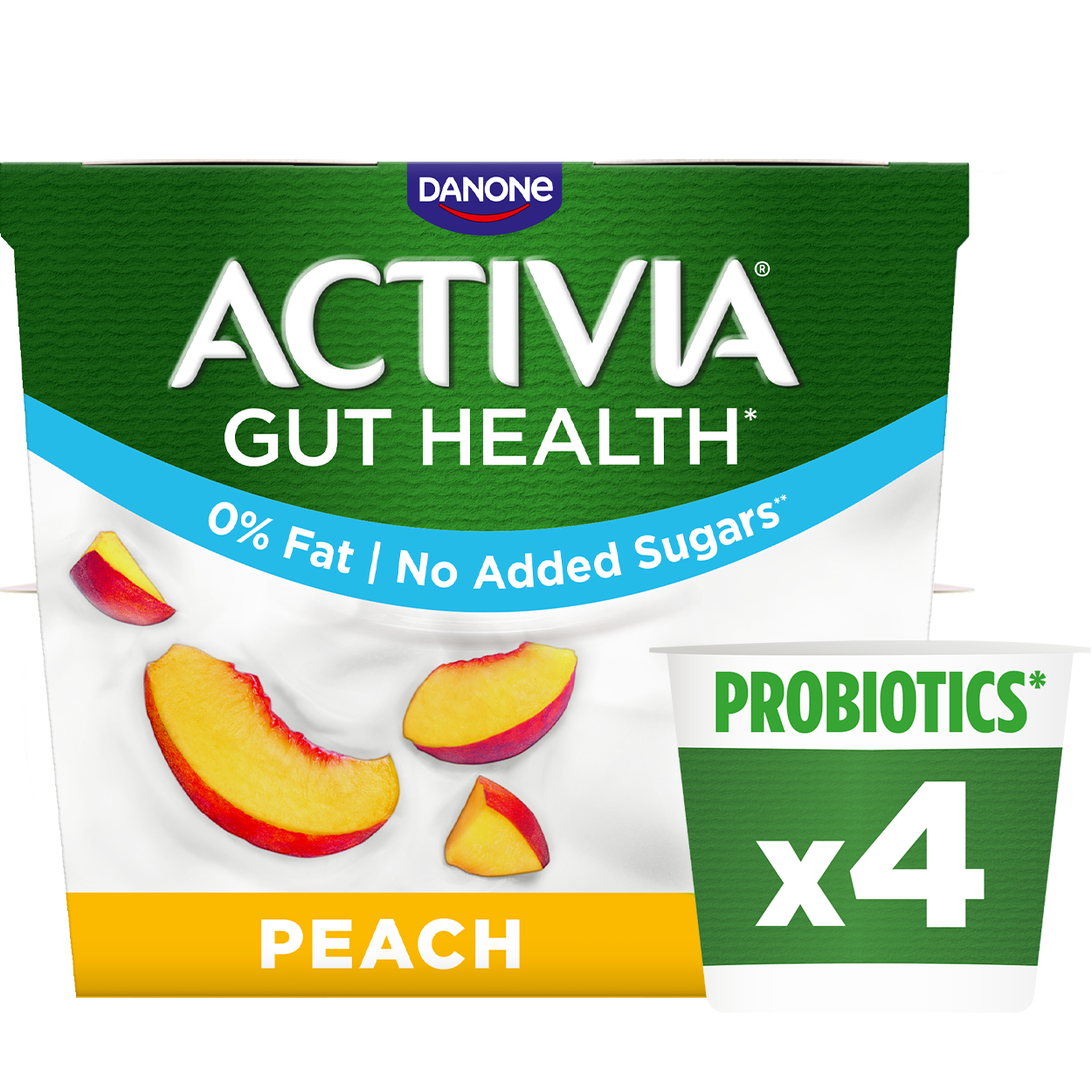 Activia 0% Fat Peach Secondary Packshot
