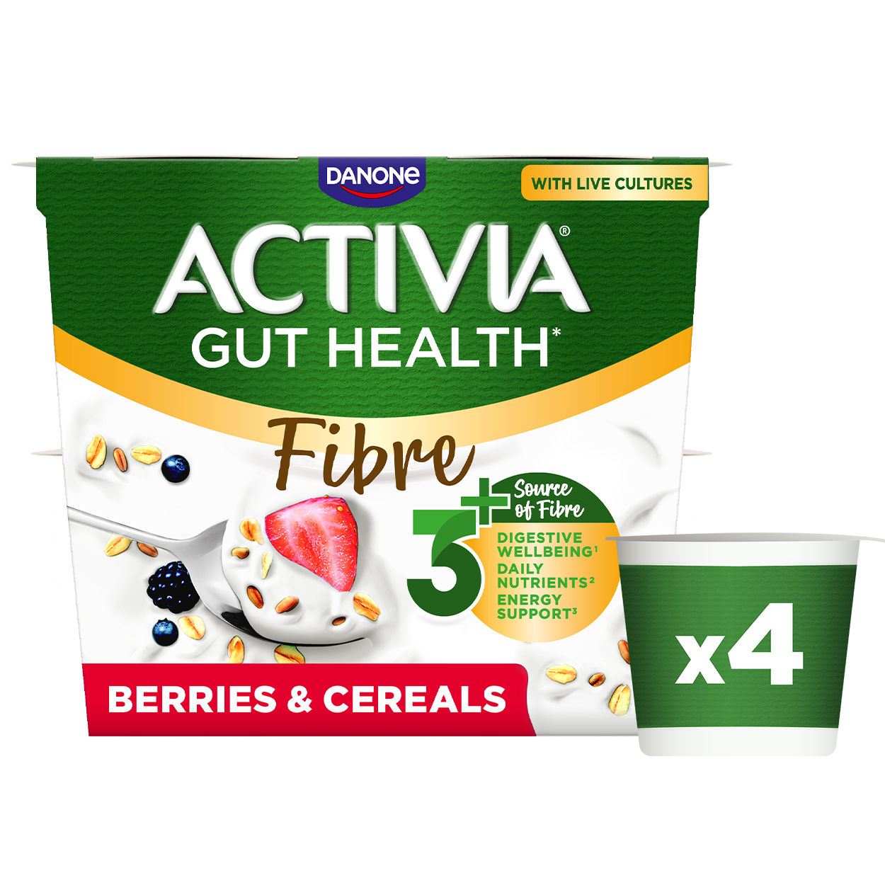 Activia Fibre Berries and Cereals 4pk Rich Tile