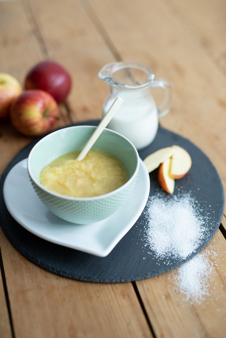 Brei Apfelmus Apfel Getreide Wasser Rapsöl Rezept Baby 6-12 Monate