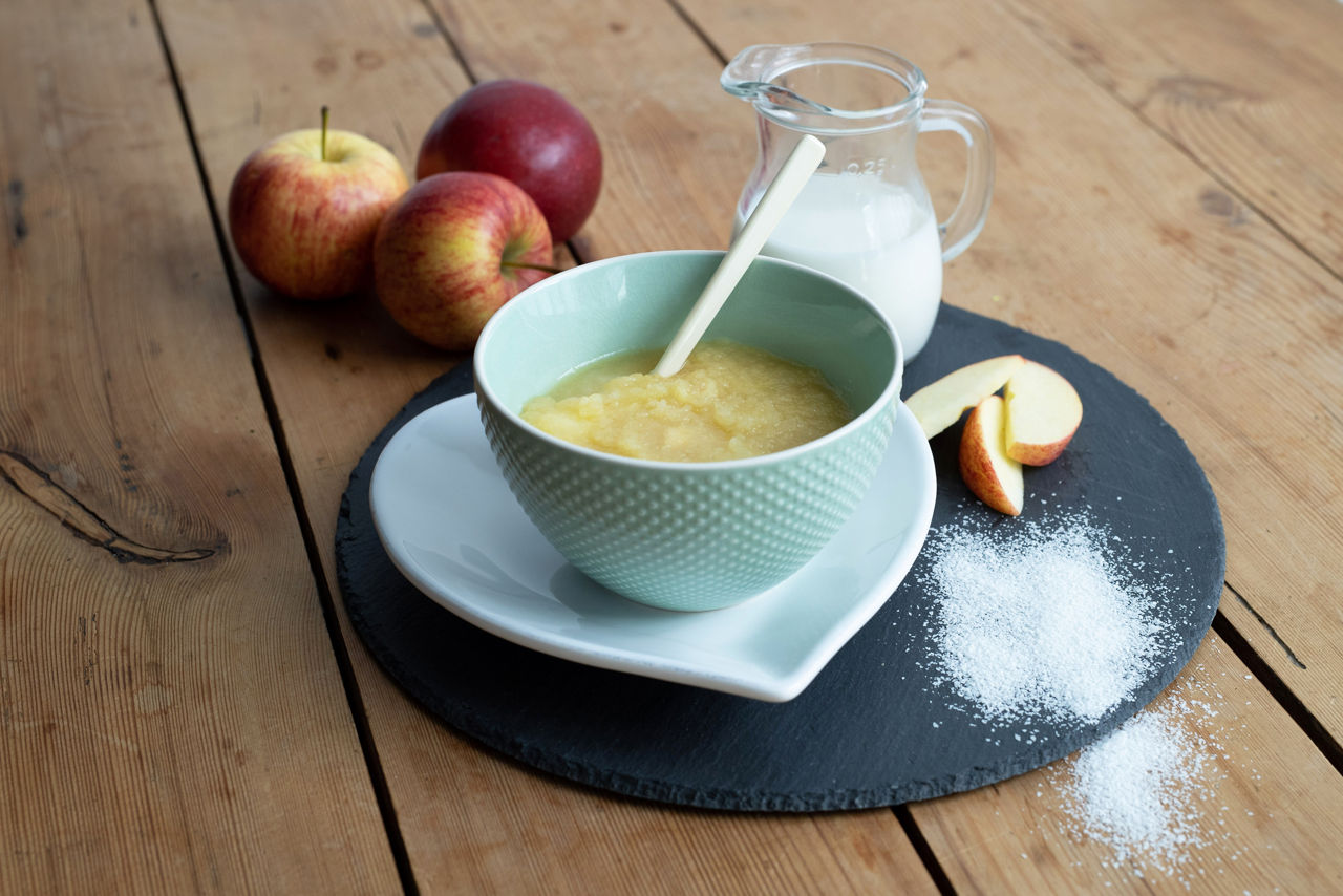 Brei Apfelmus Apfel Getreide Wasser Rapsöl Rezept Baby 6-12 Monate