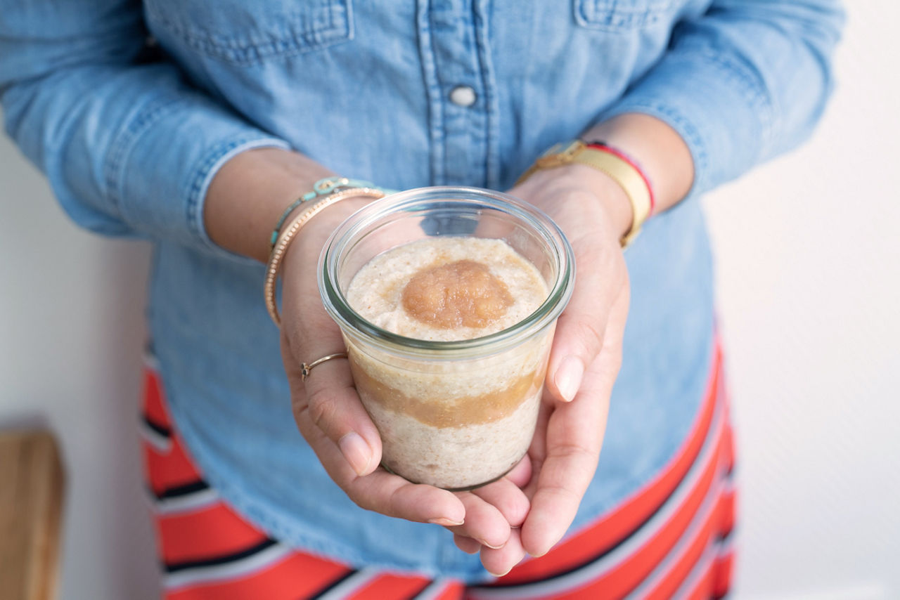 Brei Obst Früchte Getreide Wasser Rapsöl Rezept Baby 6-12 Monate