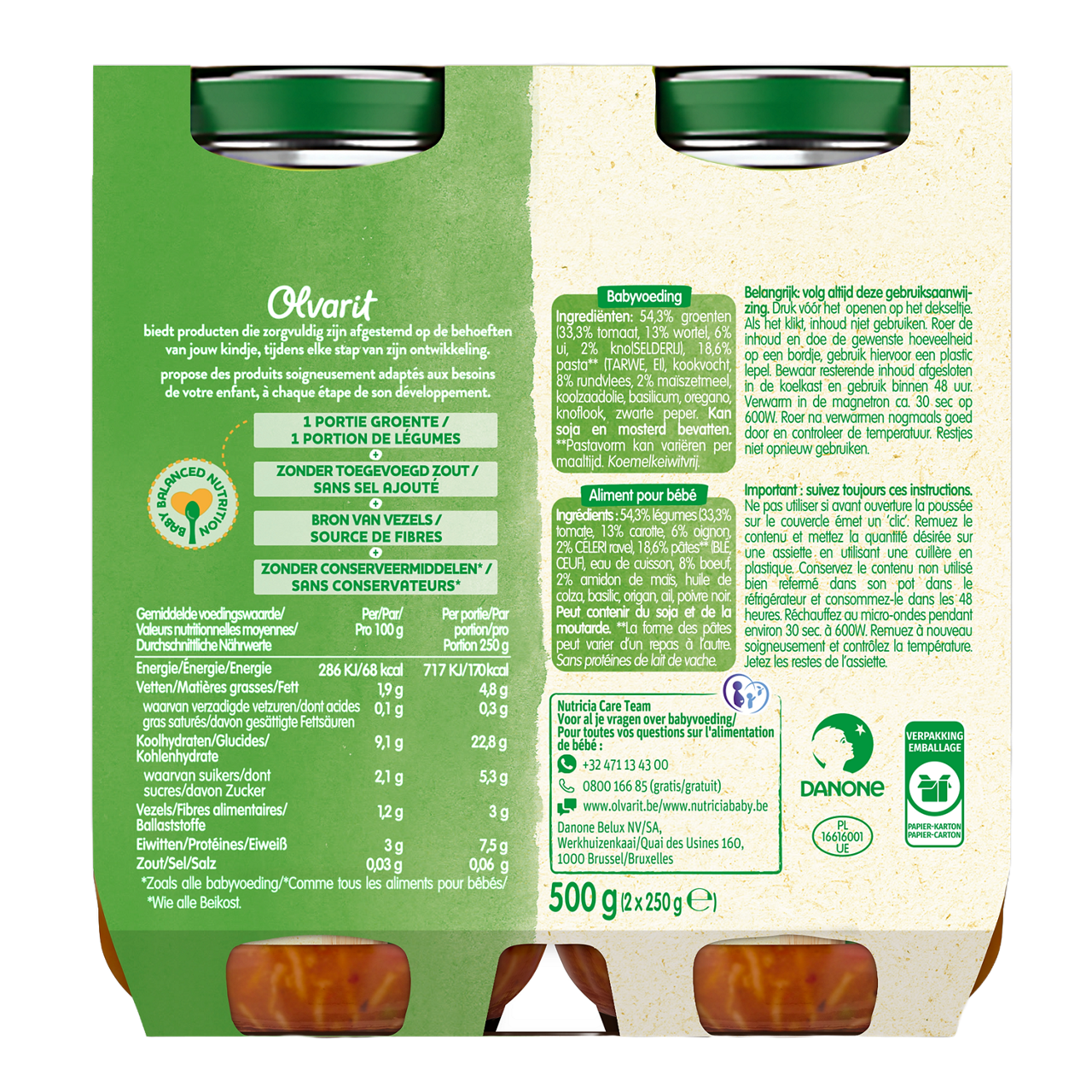 Olvarit Pâtes Bolognaise (200 g). Consultez notre site web Olvarit.be pour plus d'info sur alimentation pour bébé et les produits Olvarit.