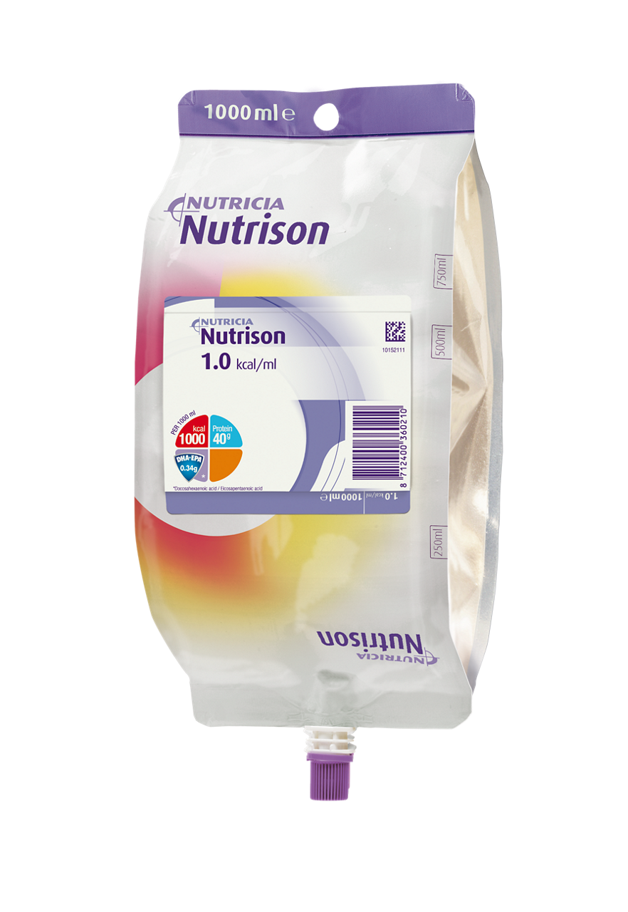 Nutricia Nutrison 1.0L Pack – medicinski pripomoček za enteralno hranjenje, zasnovan za enkratno uporabo, primeren za gravitacijsko hranjenje pri odraslih in otrocih