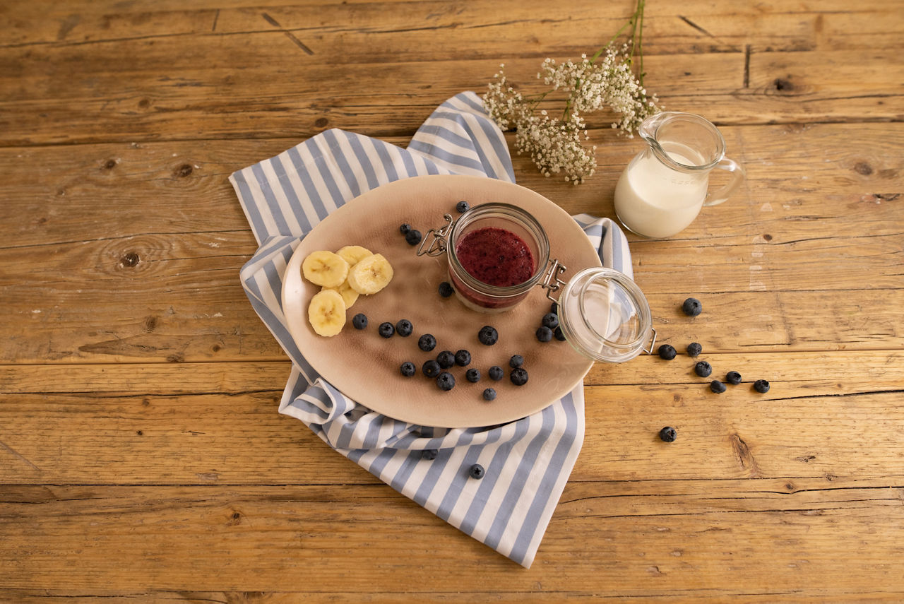 Topping Heidelbeere Banane Rapsol Rezept Brei Baby 6-12 Monate