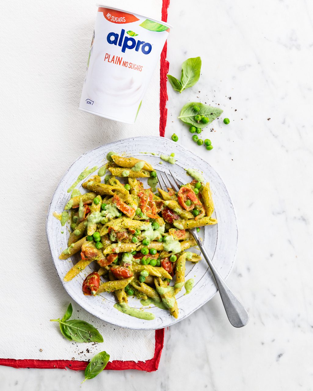 AAFC1ED8-9D04-480D-87DDAAE3568F5915<br>A_DGFY_PBAY_Global_Recipe_Image____PBAY_NS_Soy_NA_Pot_500g_HR_Vertical_creamy pea pesto pasta_withpack_4x5.tif<br>recipe is coming
