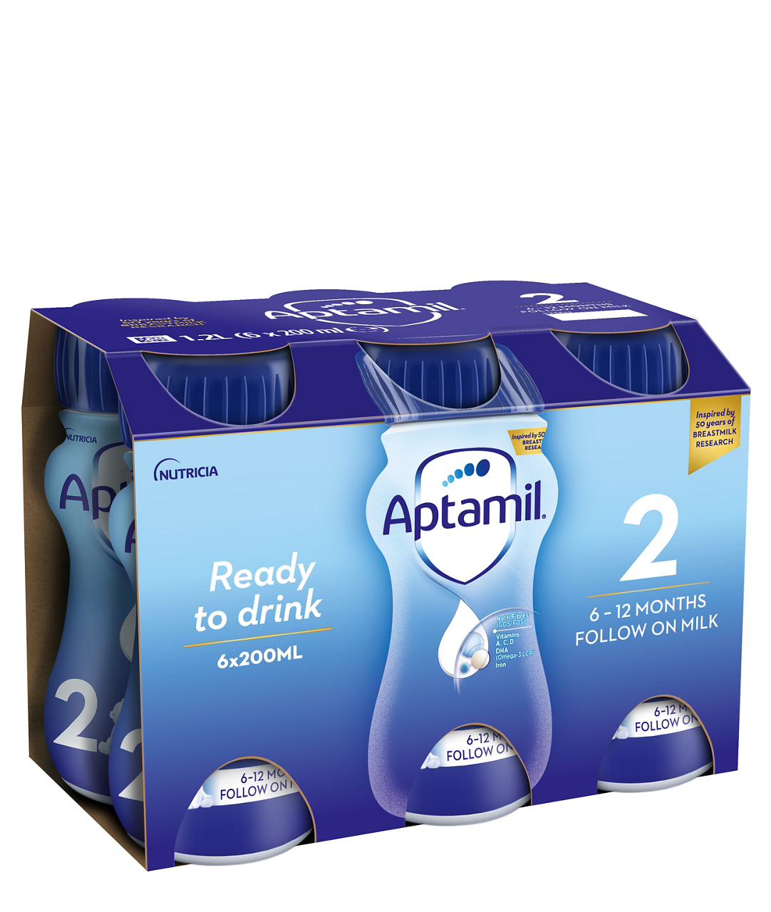 Follow On Milk Ready to Drink with Vitamins A, C, D and GOS/FOS, 6x200ml