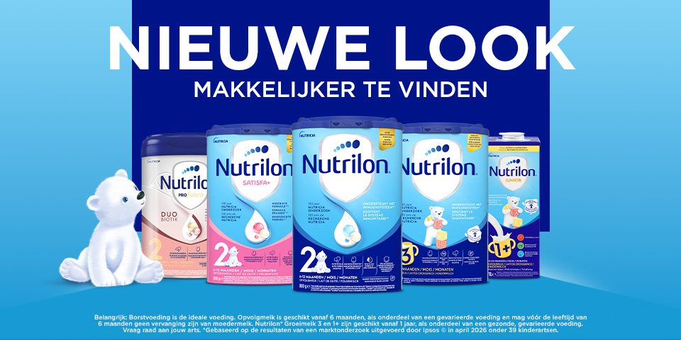 Nieuwe Nutrilon-verpakkingen met baby- en peutervoeding voor elke leeftijd, gemakkelijker te herkennen.