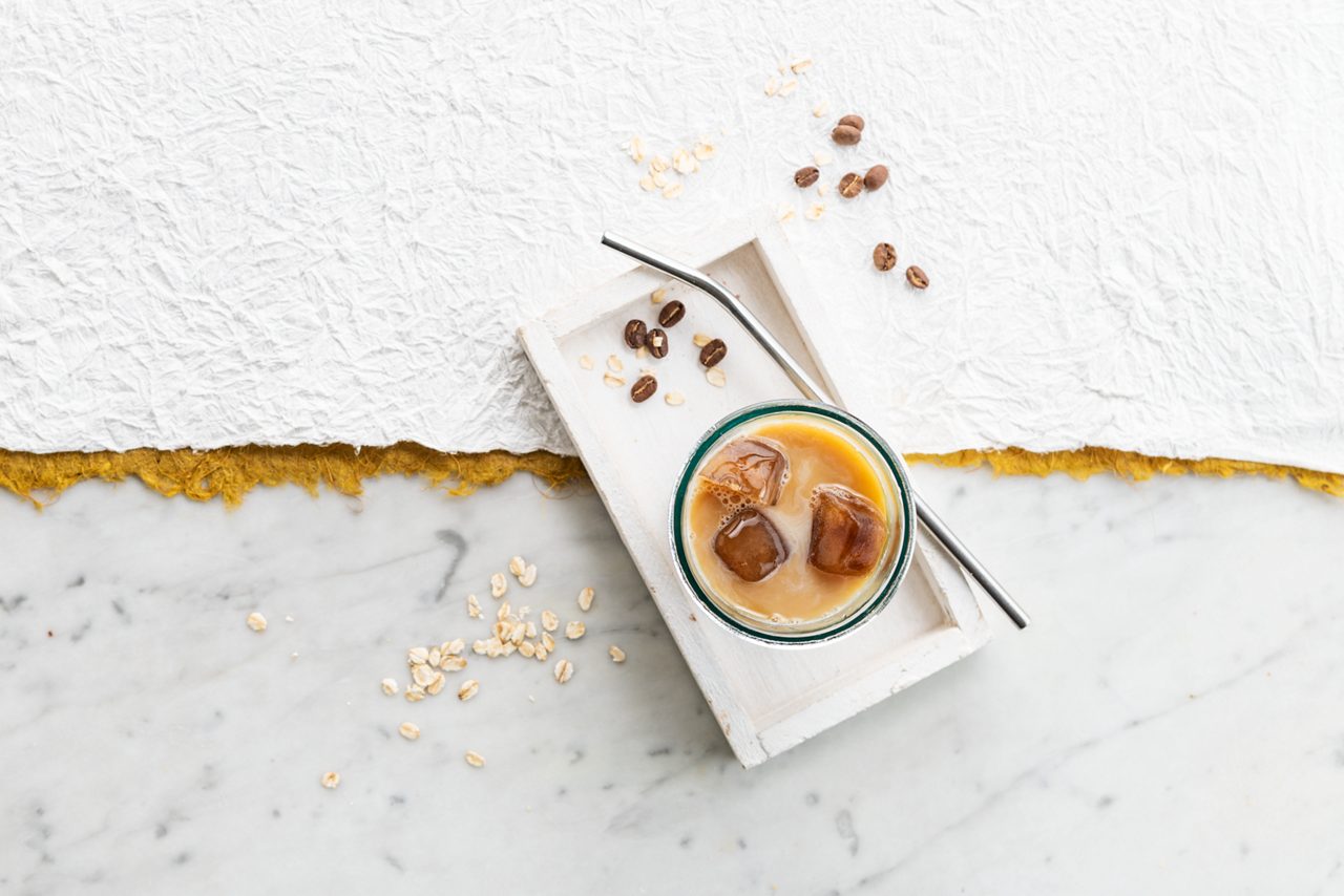 DEB48AD6-430B-465B-98DD0ACD015718CD<br>A_GFY_Coffeeplatform_Master_Recipe_Image_IcedCoffee_2x3__Drinks_Barista_oat_NA_TetraUHT_1l_HR_horizontal-nopack-175.tif<br>Ice Ice Coffee  
The classic coffee cooler with a plant-based twist – Alpro Barista Oat 
"150ml Alpro Barista Oat
1 double espresso
A long, tall glass
A dash of your favourite syrup – like salted caramel or agave"
"1. Brew a double espresso just how you like it, and decant into an ice cube tray
2. Let it freeze for a few hours – overnight is good
3. Pop your coffee cubes into the glass and pour over the deliciously creamy Alpro Barista. So simple!
4. Add syrup to taste, ttoppings and a planet-friendly straw if you want to. Sip slowly and gently chill!"
veggie, vegan, lactose free, gluten free
/Dalgona_summer_edition
(Recipe type: DRINK (time: 10 min) (cooling time: x min) (servings: 2 persons) (season: summer)
/
/

/
Alpro Barista Original
Alpro, Alpro recipe, drink, summer, barista