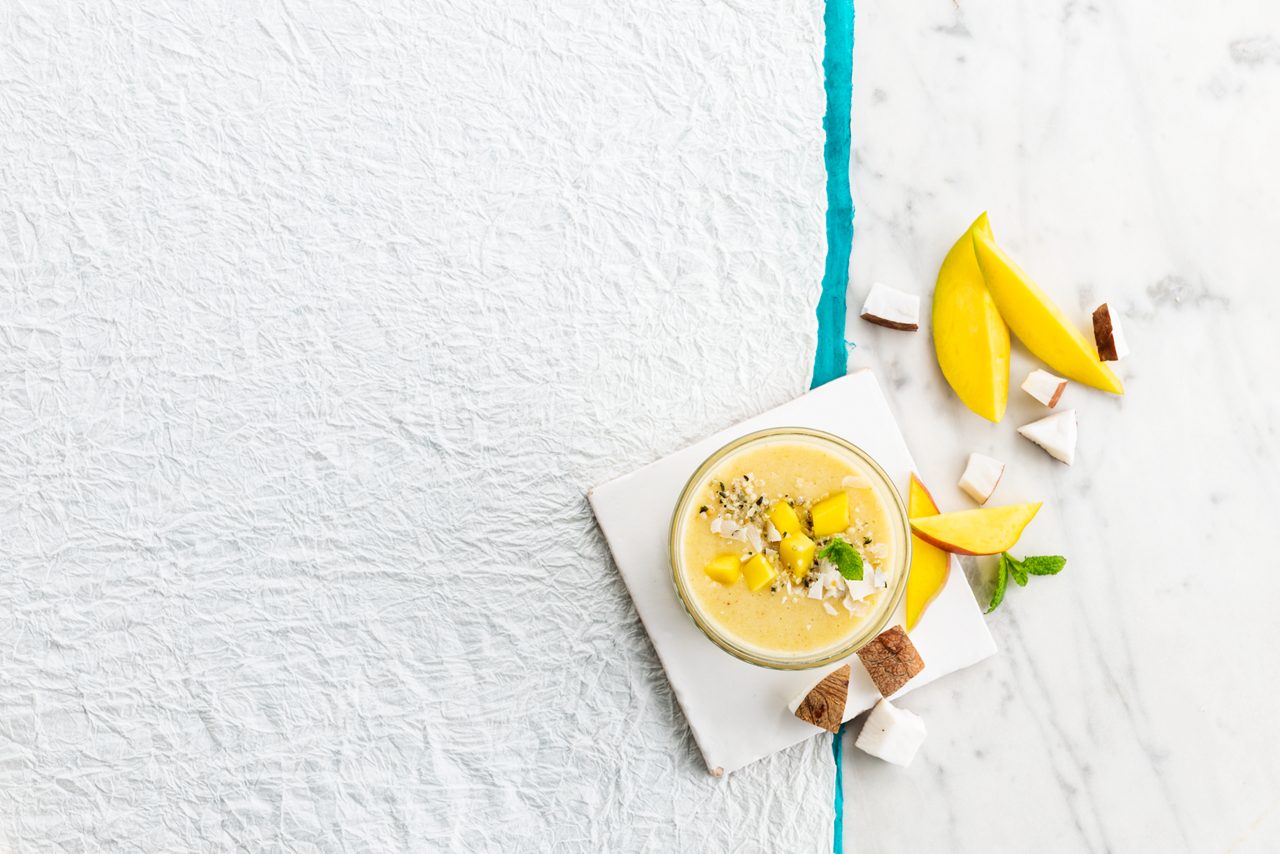 20A99689-5453-4A9B-9ABEFC2D763C0058<br>A_GFY_NA_Master_Recipe_Image_YellowCoconutIslandSmoothie_2x3__Drinks_NA_Coconut_NA_TetraUHT_1l_HR_ horizontal-038.tif<br>Coconut Sunshine Smoothie
It’s summer all year round with this lush smoothie made with Alpro Coconut Original drink
"200ml Alpro Coconut Original drink

85g mango, chopped

60g banana, chopped

1.5g fresh mint"
"1. Pop all that luscious fruits and mint into your blender
2. Add the Alpro Coconut Original
3. Zizz until smooth, creamy and golden
4. Pour into a chilled glass, garnish with an extra sprig of mint, sip slowly and enjoy that desert island feeling!"
lactose free, veggie, vegan, gluten free
/yellow-coconut-island-smoothie
(Recipe type: smoothies (Prep time: 10 min) (servings: +/- 1 persons) (season: all year) (pool: 1) NOT TO BE TRANSLATED