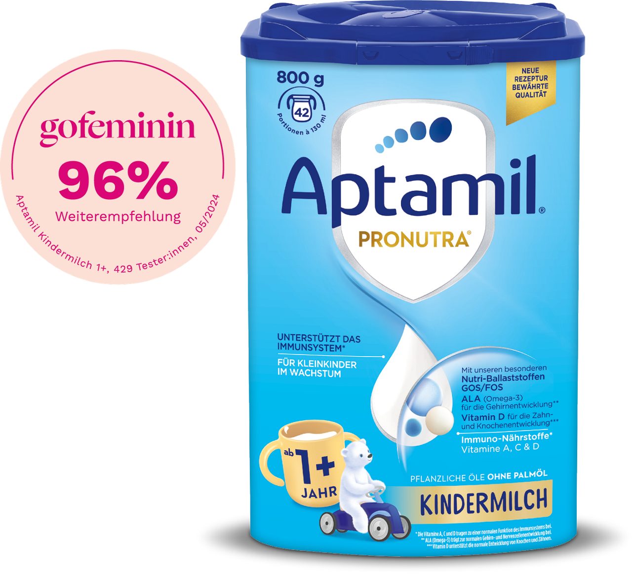 Kindermilch 1+ Front mit gofeminin Siegel 