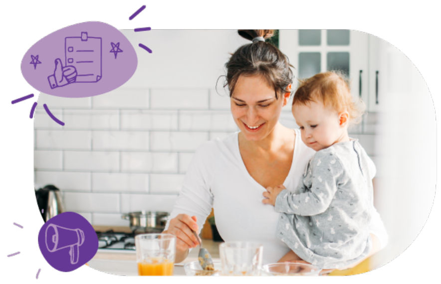 mujer con bebe en brazos