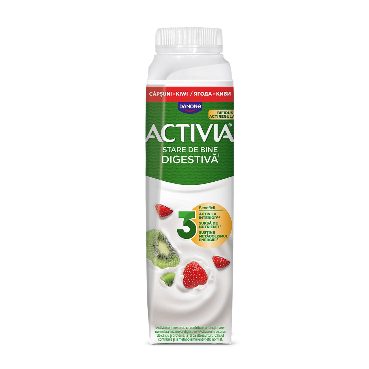 Activia 0% căpșuni, piersică, ananas, lămâie
