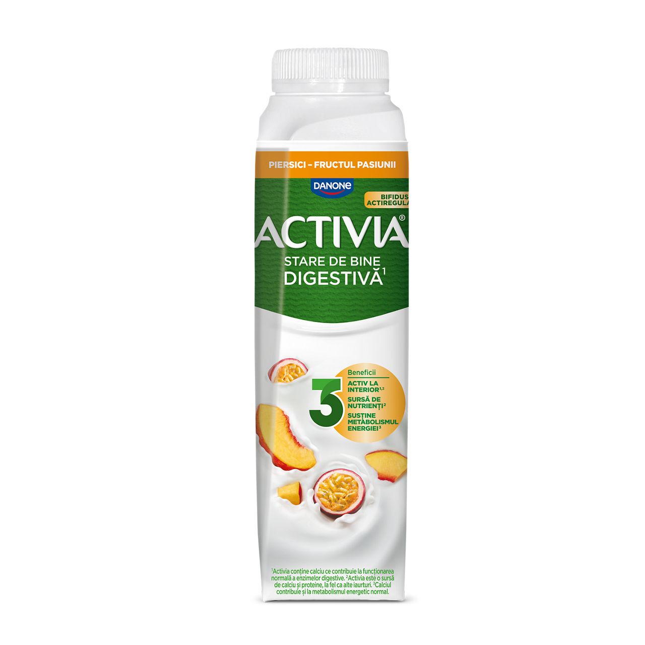 Activia 0% prune, căpșuni, piersică, lămâie