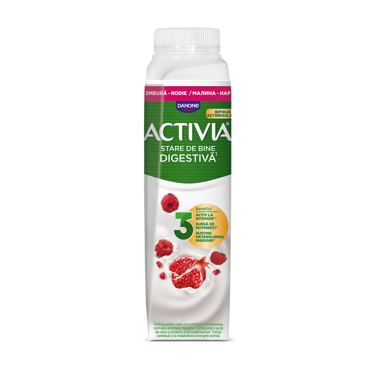 Activia 0% prune, căpșuni, piersică, lămâie