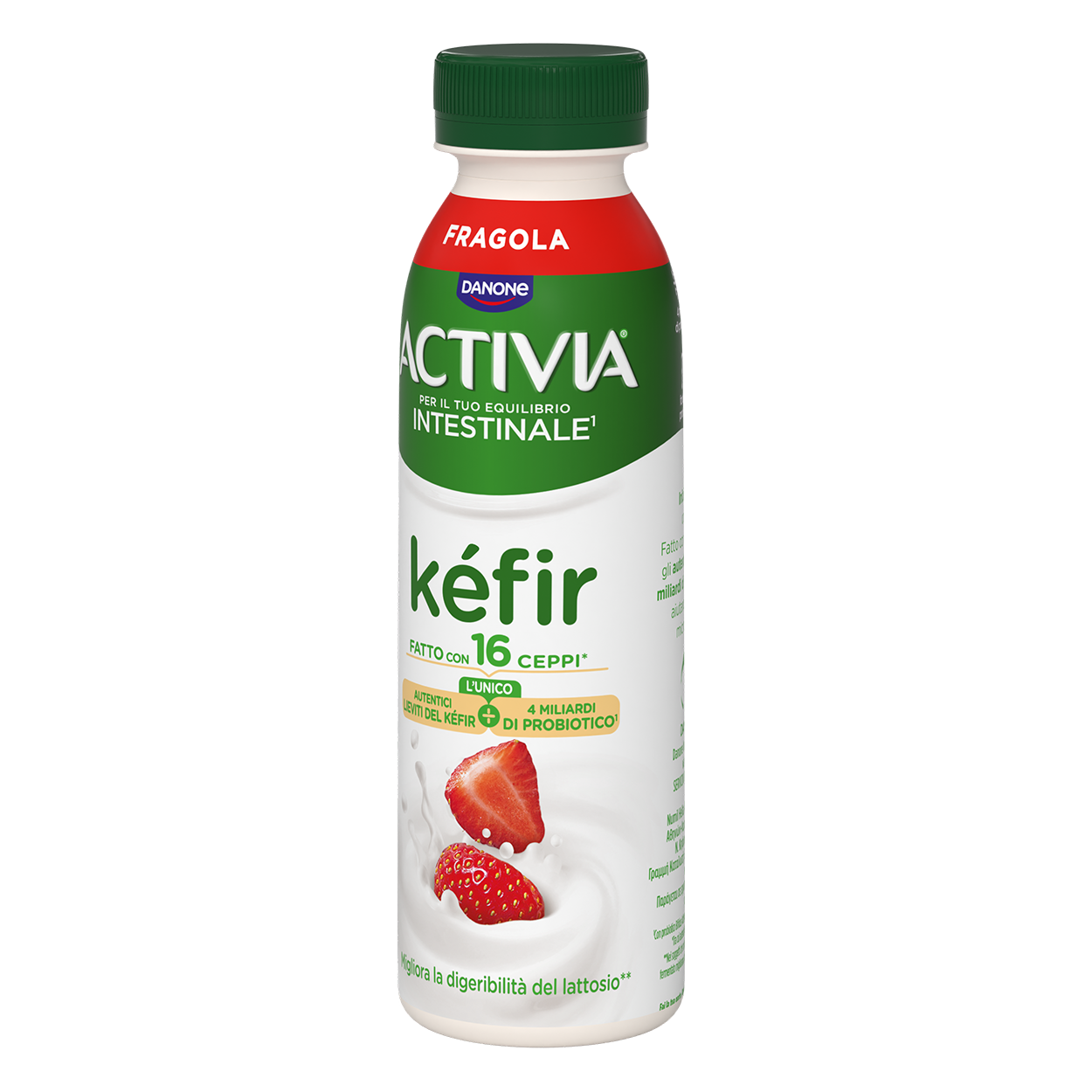 Bottiglietta di yogurt Activia Kéfir da bere con probiotico gusto fragola