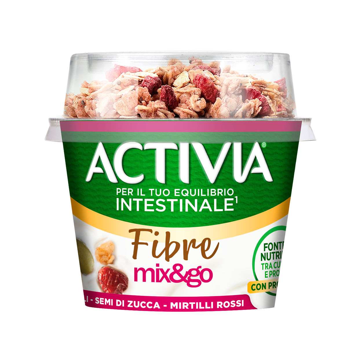 Activia Mix & Go Fibre Muesli, Semi di Zucca e Mirtilli Rossi