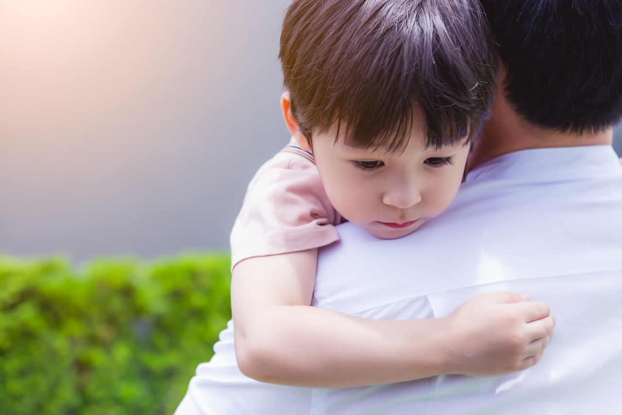 Adorable child lost way and someone help child to find family. Poor kid get sad and depressed. His parent is careless that do not look after children well when parent walk around city. Child miss them