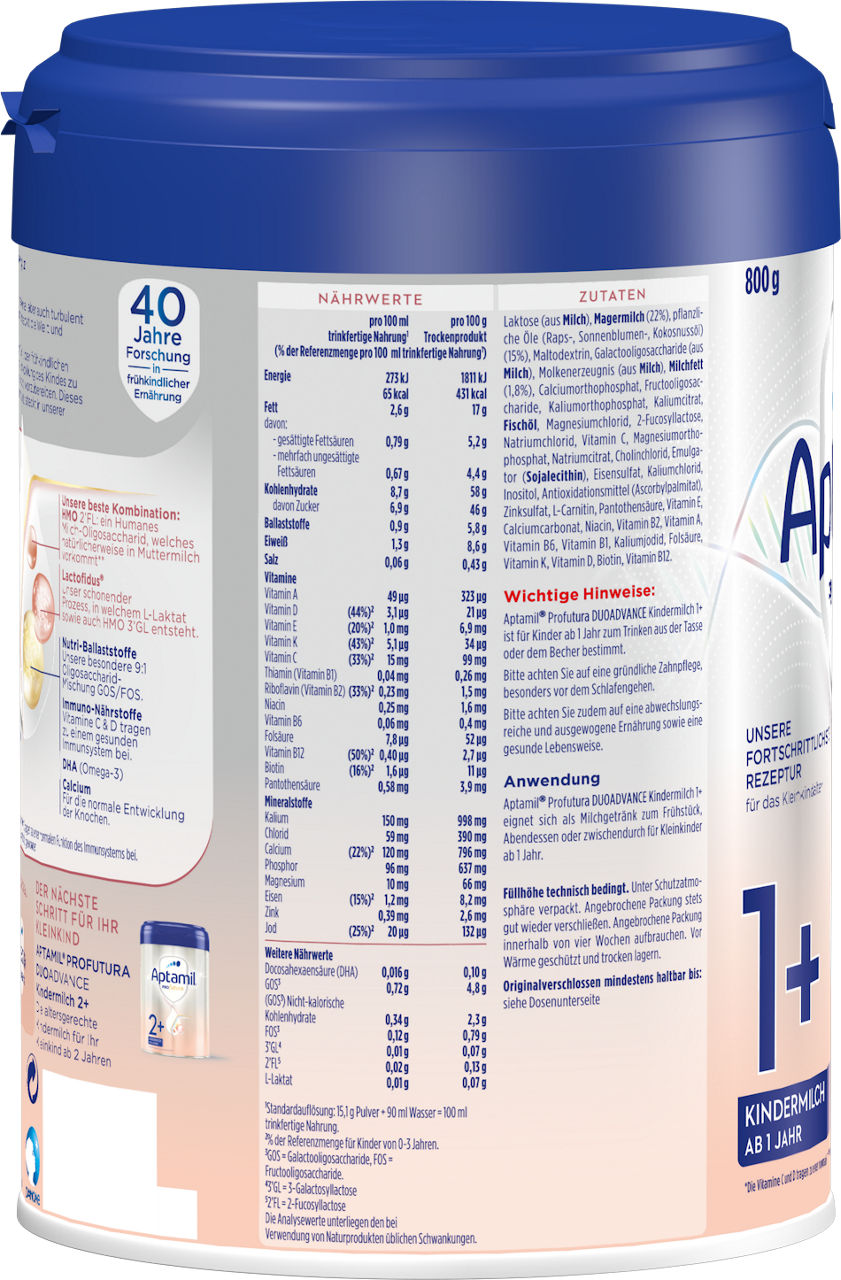 Packshot Aptamil Profutura Kindermilch 1+ L 2021