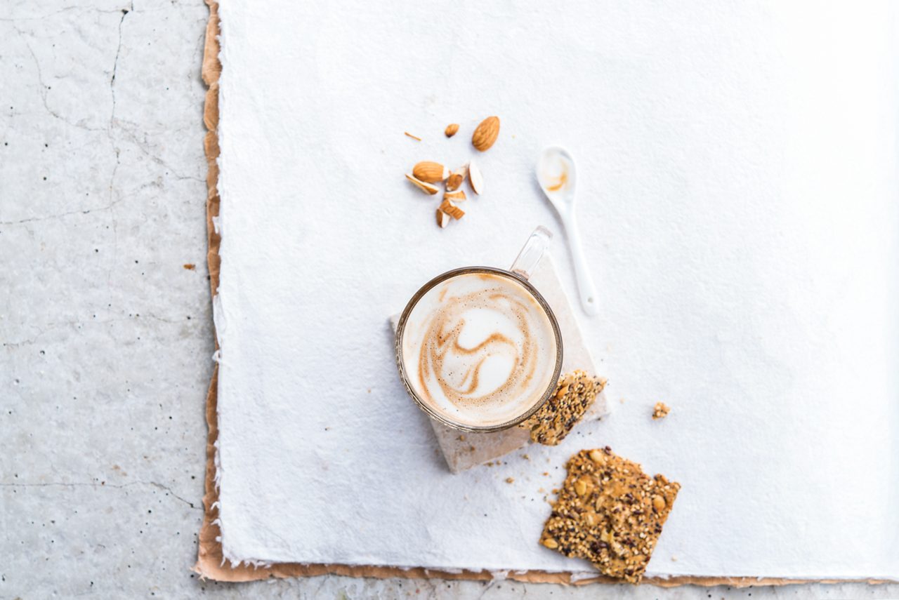 853BCF81-72E9-45C9-BA44F01B37DFB657<br>A_AlmondDrink_NA_Master_Recipe_Image_lattemacchiato___Drinks_Barista_Almond_NA_TetraUHT_1l_HR_horizontal.tif<br>Almond Latte Macchiato

A sophisticated latte macchiato designed to impress your friends, with Alpro Barista Almond Drink

"800ml Alpro Barista Almond Drink
4 espressos or strong coffees"

"1.	Make four espresso shots, or four small cups of good strong coffee. 
2.	Gently heat the Alpro Barista Almond Drink (careful not to boil!), stirring constantly. 
3.	Whisk until it forms a light and frothy foam, just like it was designed to do. 
4.	Divide the whipped Alpro Barista Almond Drink between four glasses and slowly, slowly pour over the espresso or coffee, taking care to keep those lovely layers in place. A stylish way to spark up your day, or serve it with an elegant little biscuit when it’s time for a mid-morning pick me up."