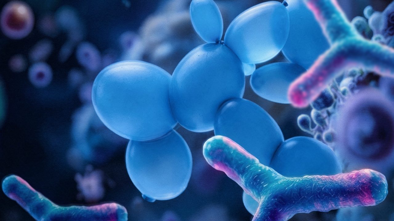 Futuristic depiction of biotics symbolizing cutting-edge microbiome science.